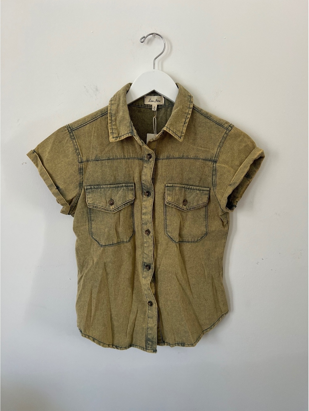 Love Notes Short Sleeve Button Front Shirt
